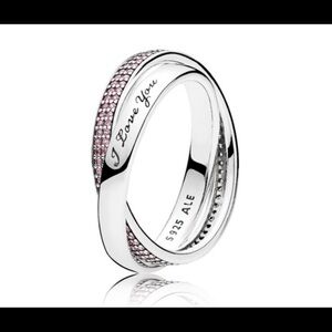 Sterling Silver Sweet Promise Ring with Pink Zirconia Pandora store verified